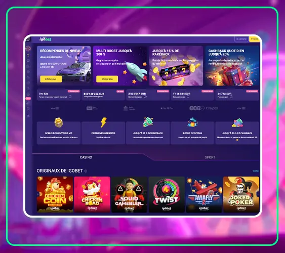 Page d'accueil du casino