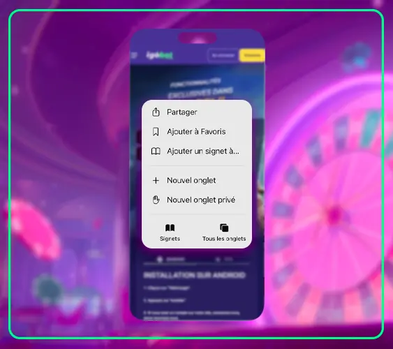 Bouton « Partager » dans Safari